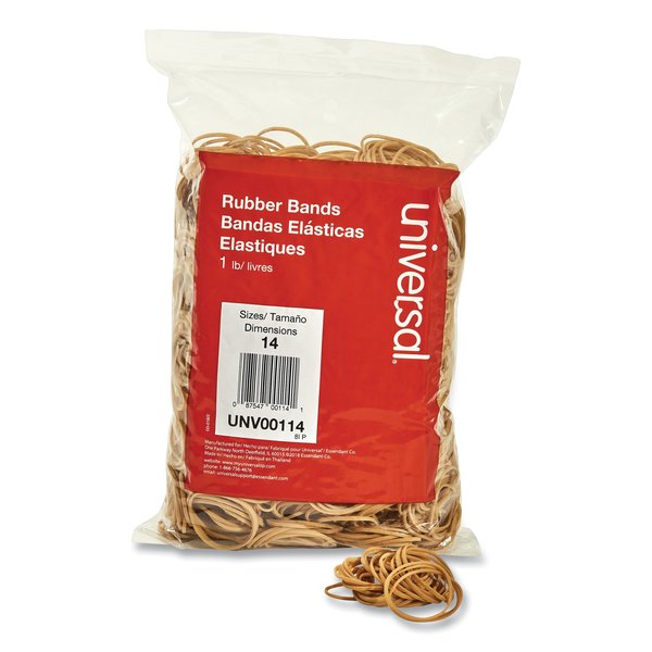 Universal Rubber Bands, Size 14, 0.04" Gauge, Beige, 1 lb Box, PK2200 UNV00114